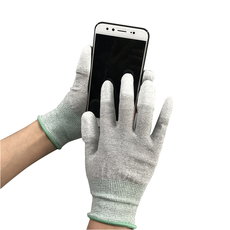 Sarung Nilon Karbon ESD Finger PU Sarung tangan bersalut